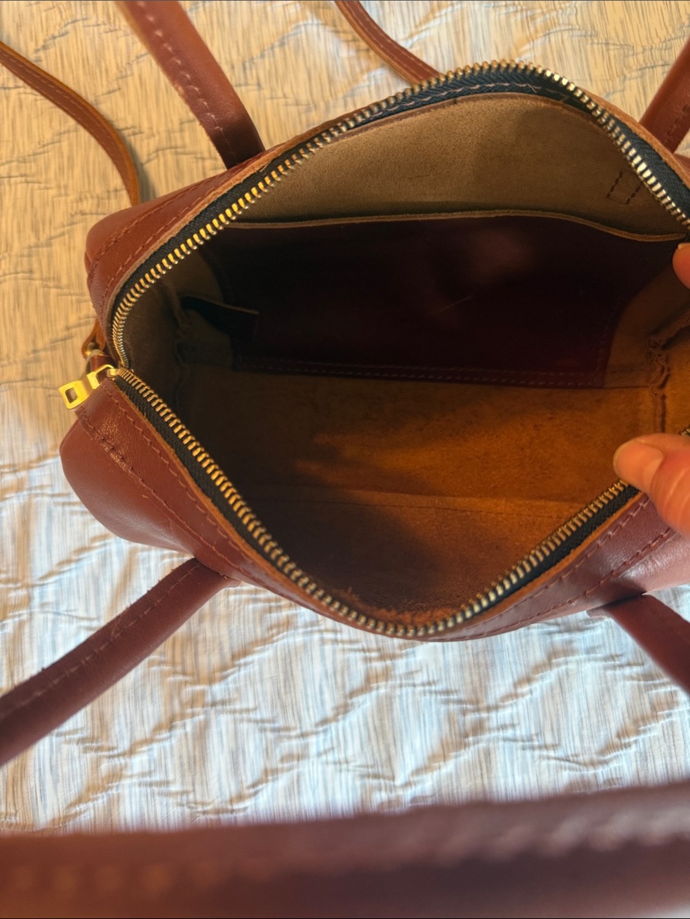 Portland Leather Chestnut Brown Top-Handle Satchel - Picture 3 of 4